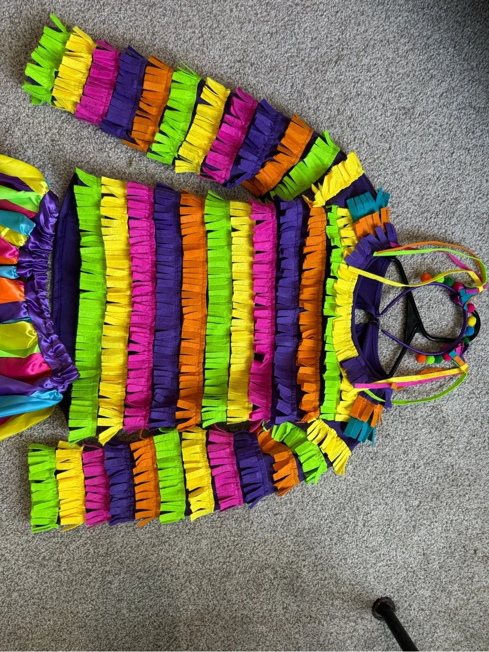 Sparkle in Pink Rainbow Piñata Costume Dress with Fringe